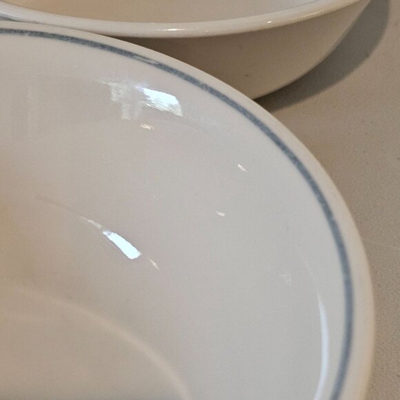 Corelle Soup Cereal Bowls beige bowl dusty blue stripe 6.25” set of 2 Corning - Picture 12 of 13